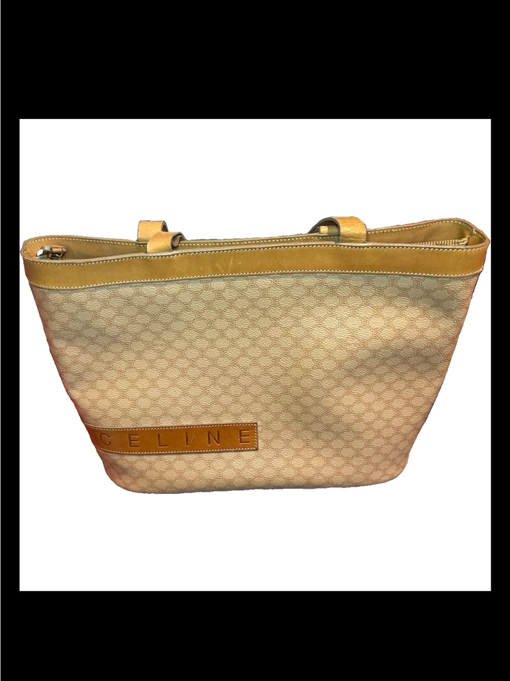 Authentic Vintage Celine Macadam Tote Bag Brown Canvas Shoulder Bag MC01/1